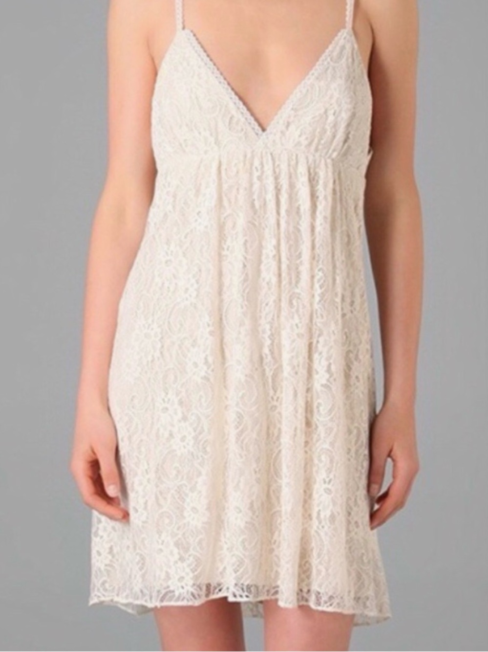 Alice + Olivia Lace V-Neck Chemise in Ivory